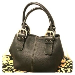 TIGNANELLO Black Tumbled Leather Satchel/Hobo
